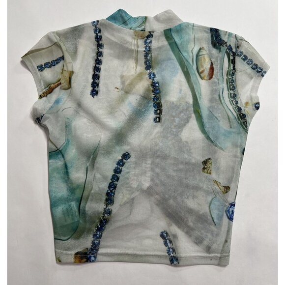 Hildur Yeoman Ruched Front Top in Semi-sheer Blue Shell - Picture 3 of 3